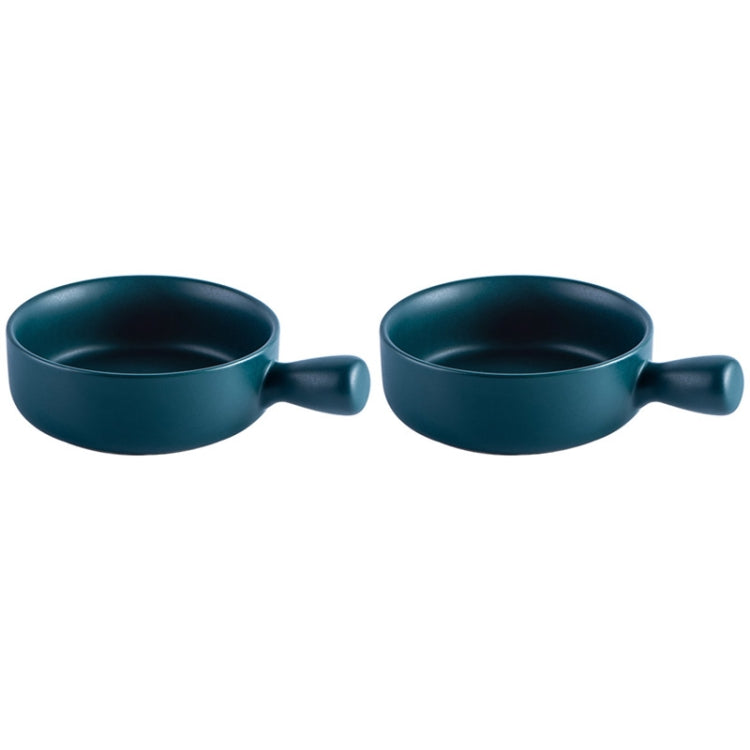 2 PCS Simple Ceramic Baking Handle Bowl Pasta Salad Dessert Bowl Ceramic Single Handle Instant Noodle Bowl