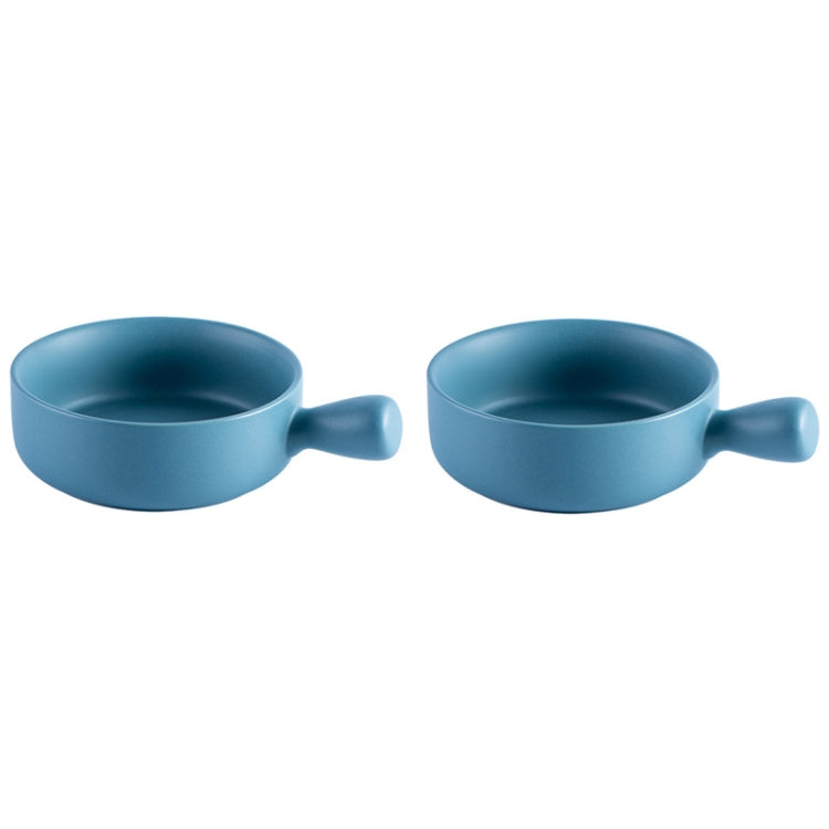 2 PCS Simple Ceramic Baking Handle Bowl Pasta Salad Dessert Bowl Ceramic Single Handle Instant Noodle Bowl