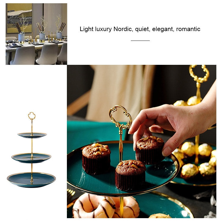 Creative Emerald Dessert Plate with Phnom Penh Fruit Plate, Style:Three-layer