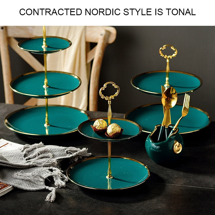 Creative Emerald Dessert Plate with Phnom Penh Fruit Plate, Style:Small Two-layer