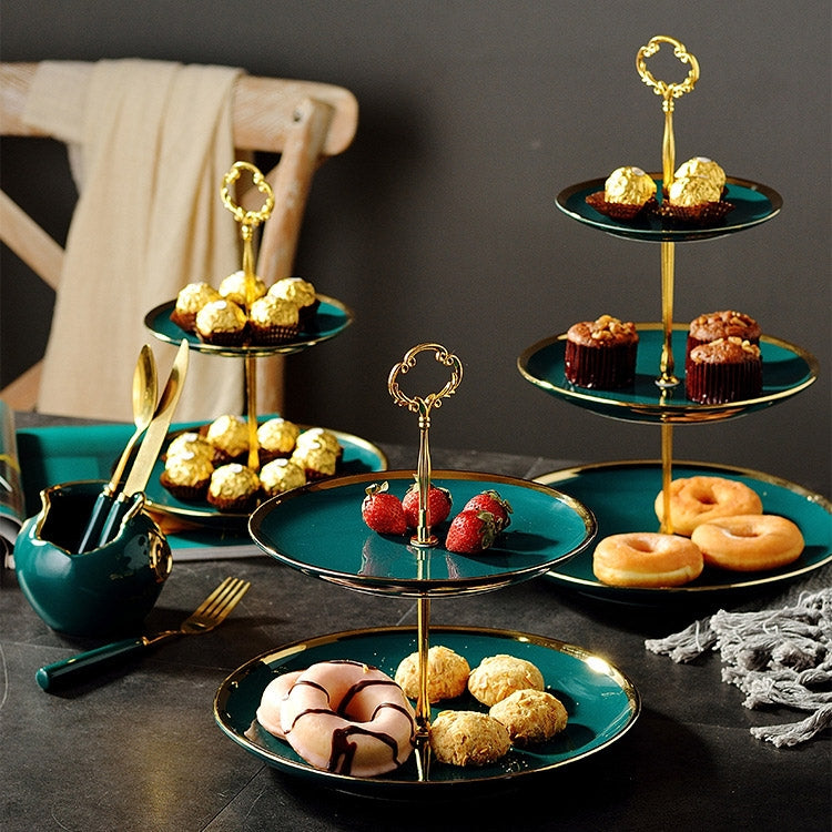 Creative Emerald Dessert Plate with Phnom Penh Fruit Plate, Style:Small Two-layer