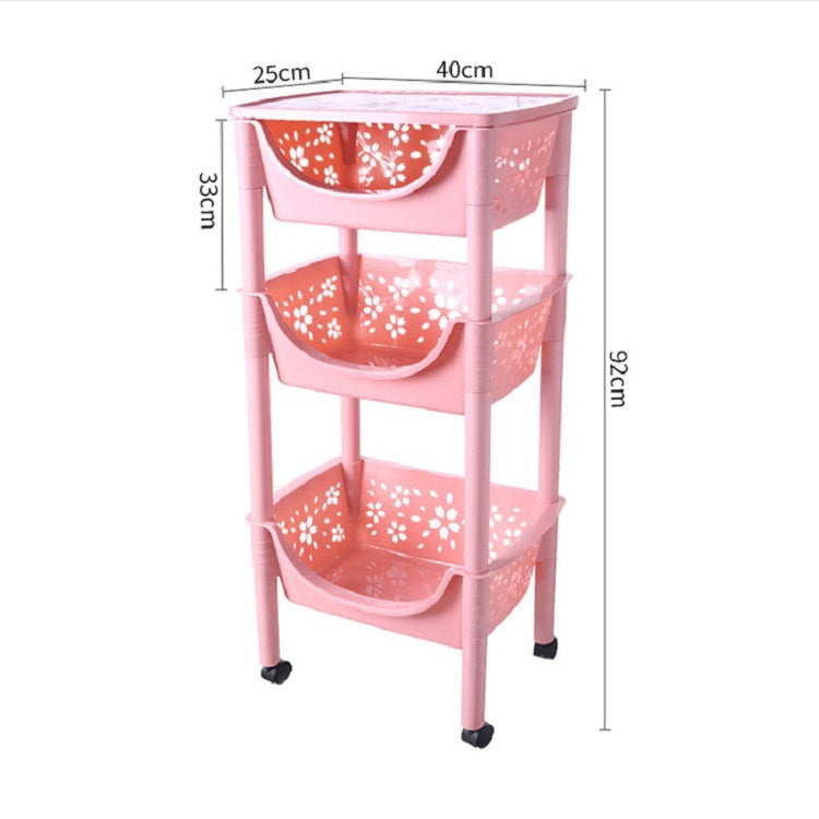 Vegetable Storage Rack Multifunction Removable Kitchen Shelf With Wheels 3-layer Large-capacity Storage(Light green)