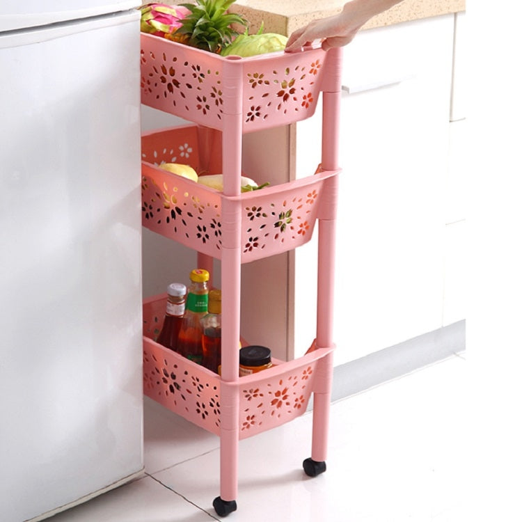 Vegetable Storage Rack Multifunction Removable Kitchen Shelf With Wheels 3-layer Large-capacity Storage(Light green)