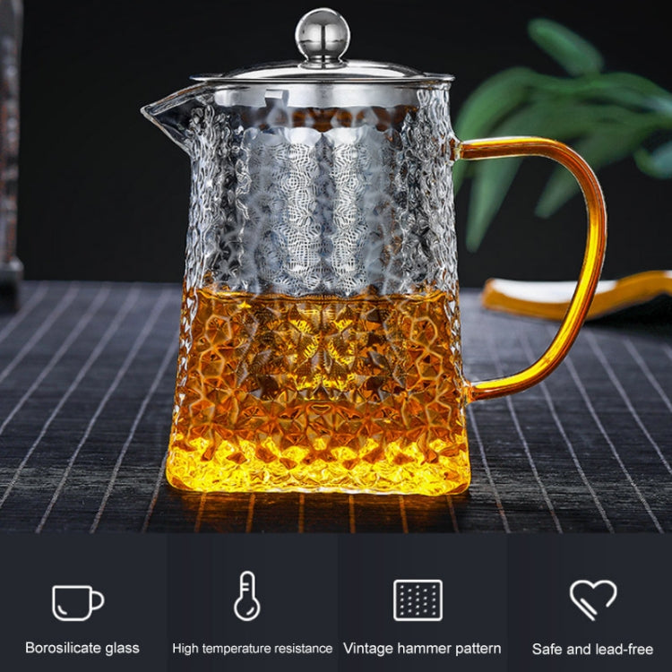 Thickened High Temperature Resistant Hammered Pattern Square Filter Teapot, Style:550ml teapot