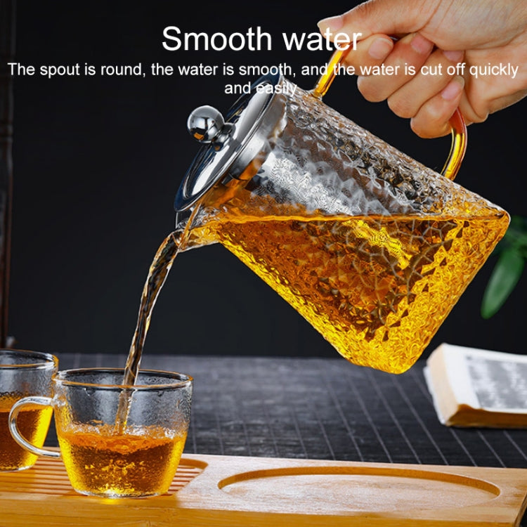 Thickened High Temperature Resistant Hammered Pattern Square Filter Teapot, Style:550ml teapot