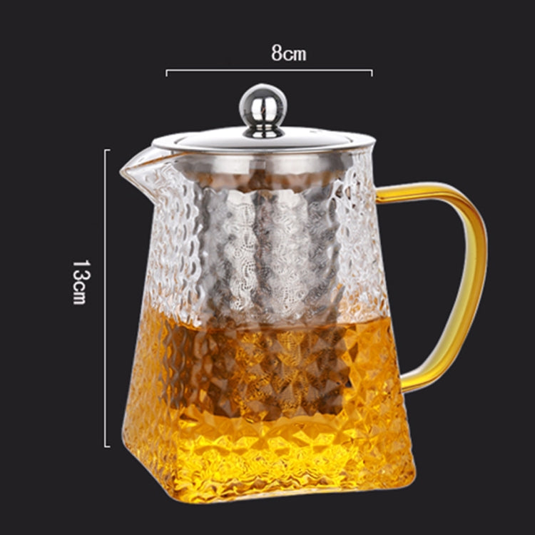 Thickened High Temperature Resistant Hammered Pattern Square Filter Teapot, Style:750ml teapot