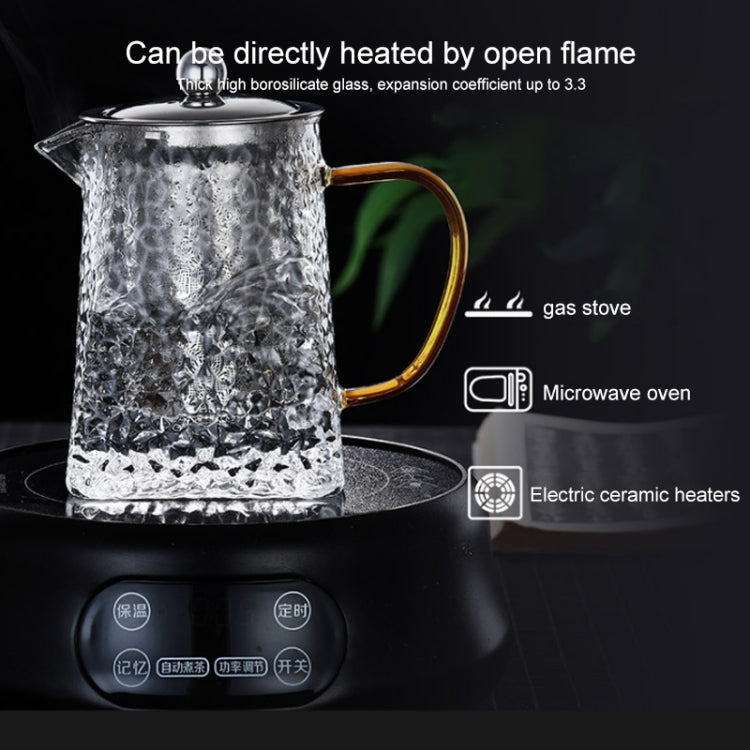 Thickened High Temperature Resistant Hammered Pattern Square Filter Teapot, Style:750ml teapot