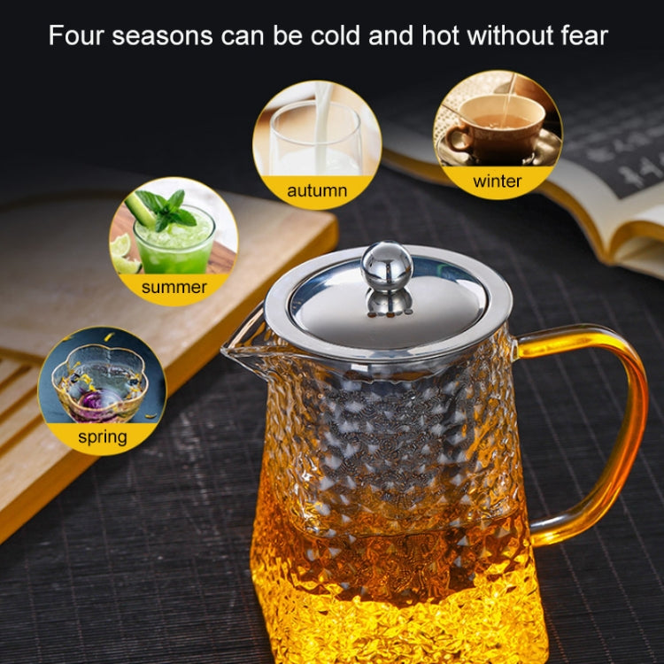 Thickened High Temperature Resistant Hammered Pattern Square Filter Teapot, Style:750ml teapot