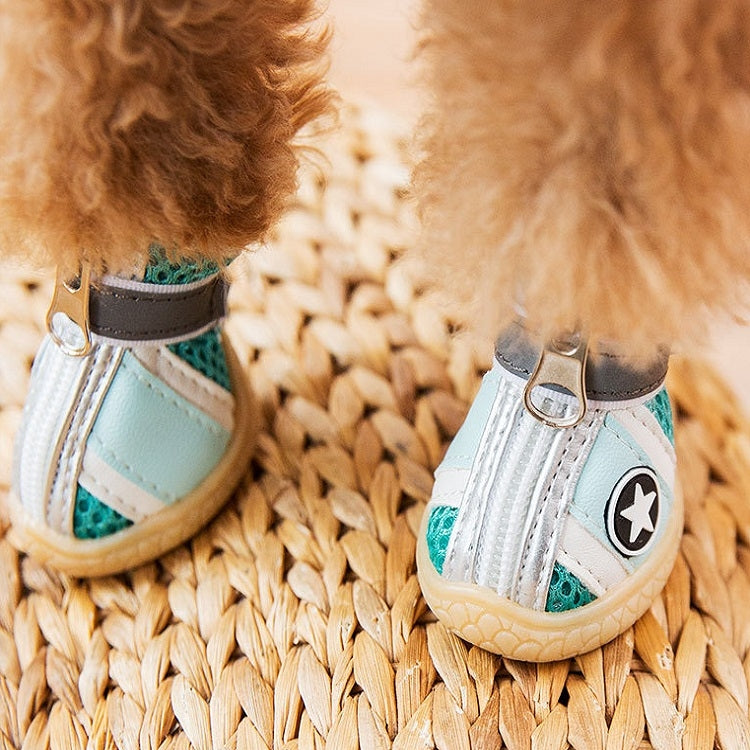 4 in 1 Small Dog Puppies Soft Bottom Spring Summer Breathable Shoes, Size:4.4x3.5cm