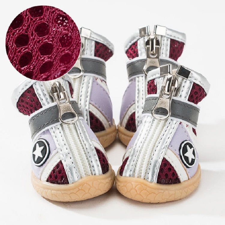4 in 1 Small Dog Puppies Soft Bottom Spring Summer Breathable Shoes, Size:4.7x3.8cm