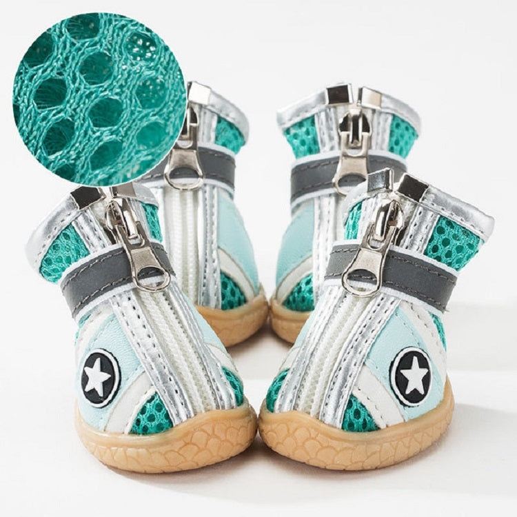 4 in 1 Small Dog Puppies Soft Bottom Spring Summer Breathable Shoes, Size:5.5x4.4cm