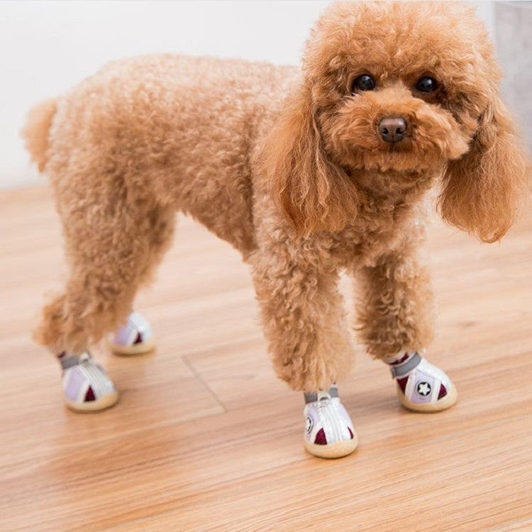 4 in 1 Small Dog Puppies Soft Bottom Spring Summer Breathable Shoes, Size:5.5x4.4cm