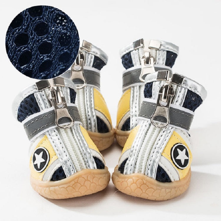 4 in 1 Small Dog Puppies Soft Bottom Spring Summer Breathable Shoes, Size:6x4.8cm(Yellow Stars)