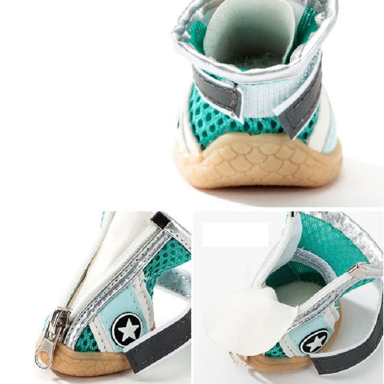 4 in 1 Small Dog Puppies Soft Bottom Spring Summer Breathable Shoes, Size:6x4.8cm(Yellow Stars)