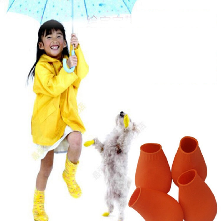 2 Sets Pet Rubber Waterproof Shoes Cover Dog Kitten Non-slip Rain Shoes, Size:M