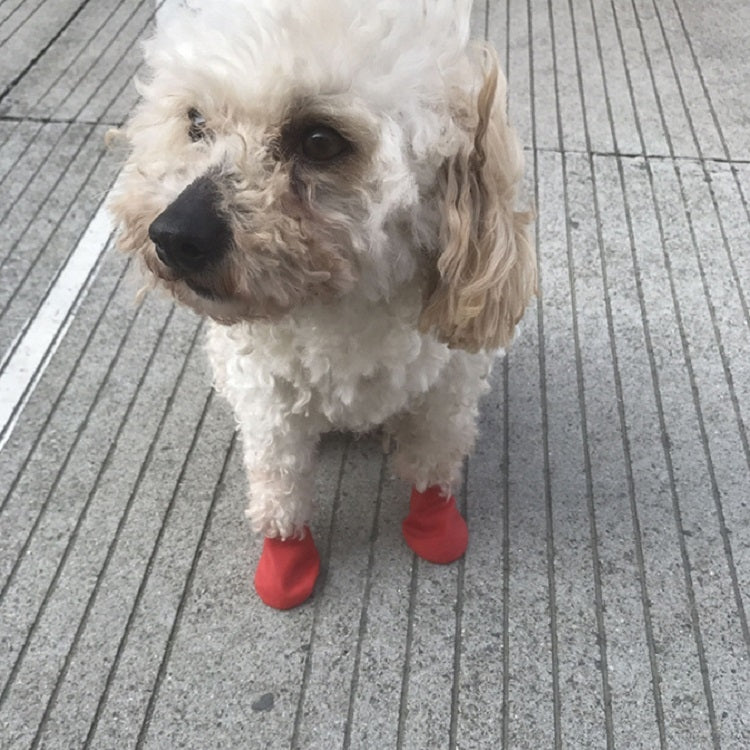 2 Sets Pet Rubber Waterproof Shoes Cover Dog Kitten Non-slip Rain Shoes, Size:L