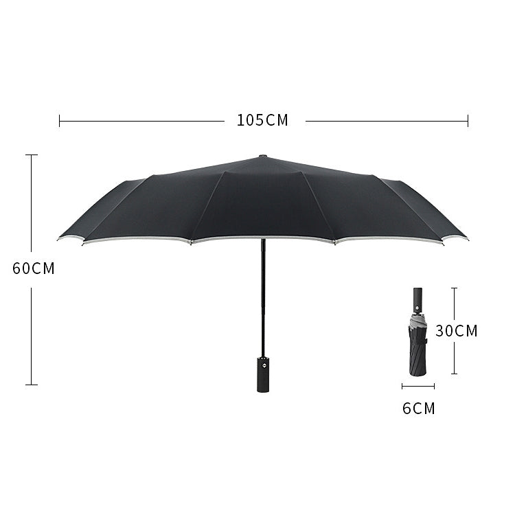 Safety Reflective 12 Bone Automatic Umbrella Business Men And Women Sunny Umbrella(12 Bone enlargement automatic-red wine)
