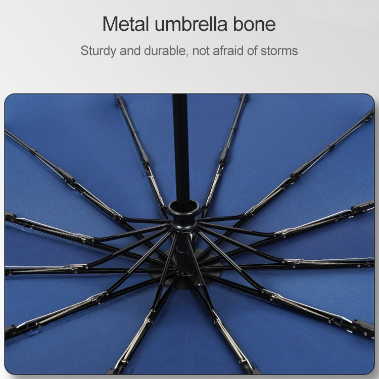 Safety Reflective 12 Bone Automatic Umbrella Business Men And Women Sunny Umbrella(12 Bone enlargement automatic-red wine)