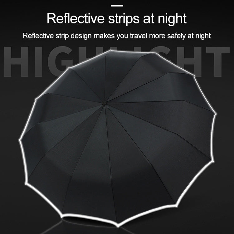 Safety Reflective 12 Bone Automatic Umbrella Business Men And Women Sunny Umbrella(12 Bone enlargement automatic-red wine)