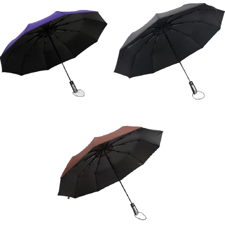 Ten Bone Automatic Vinyl Umbrella Men And Women Business Double Oversized Reinforced Windproof Sunny Umbrella