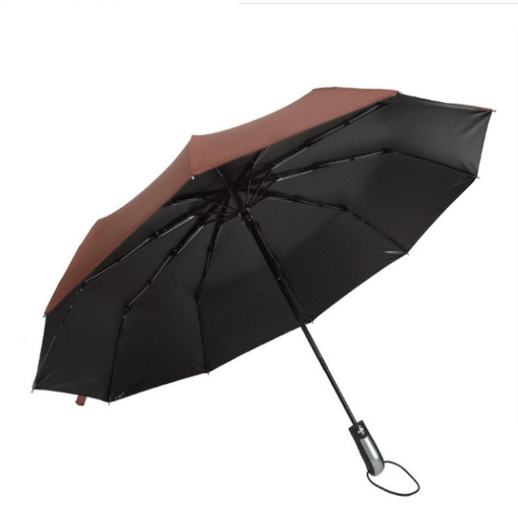 Ten Bone Automatic Vinyl Umbrella Men And Women Business Double Oversized Reinforced Windproof Sunny Umbrella