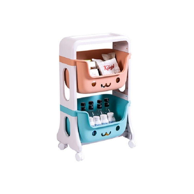 Children Plastic Multi-layer Toy Trolley Shelf Storage Rack, Style:2 Floors