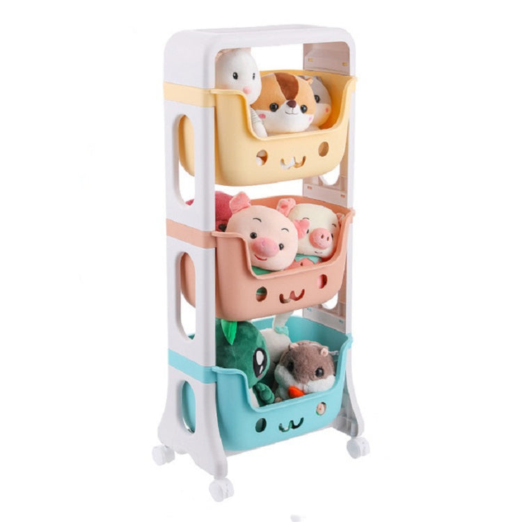 Children Plastic Multi-layer Toy Trolley Shelf Storage Rack, Style:3 Floors
