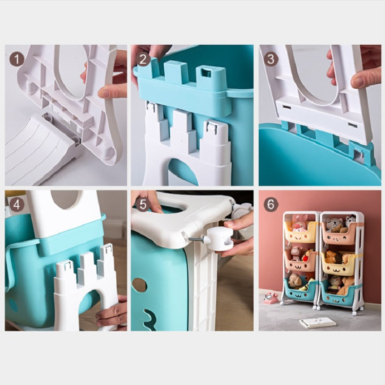 Children Plastic Multi-layer Toy Trolley Shelf Storage Rack, Style:3 Floors