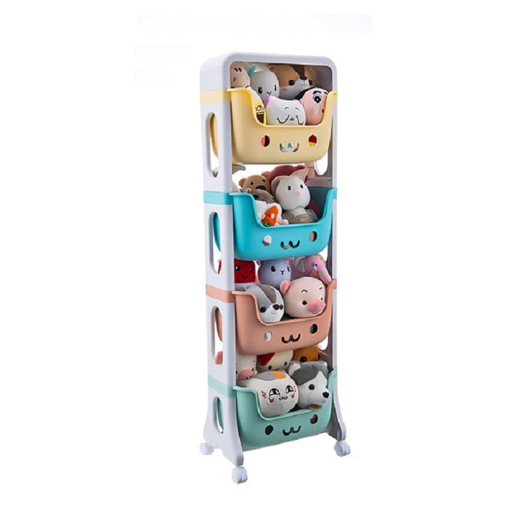 Children Plastic Multi-layer Toy Trolley Shelf Storage Rack, Style:4 Floors