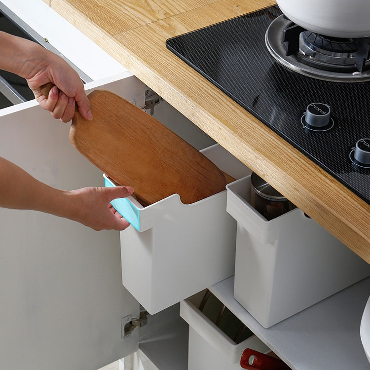 Kitchen Plastic Box Pot Storage Rack Kitchen Shelf Cabinet Storage Basket with Pulley, Style:U Shape Small