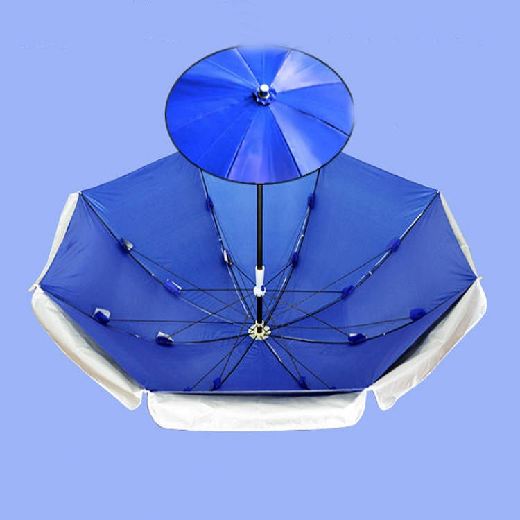 Outdoor Large Double-layer Sun Umbrella Shade And Sun Protection Stalls In The Wild, Style:2.4m sapphire blue