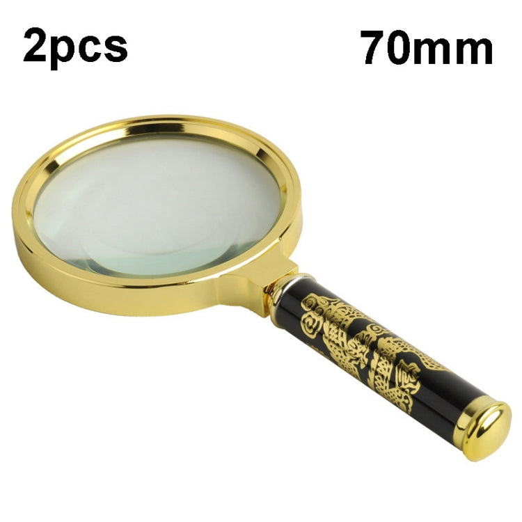 2pcs Elderly Reading Books Handheld Magnifier, Diameter:70mm