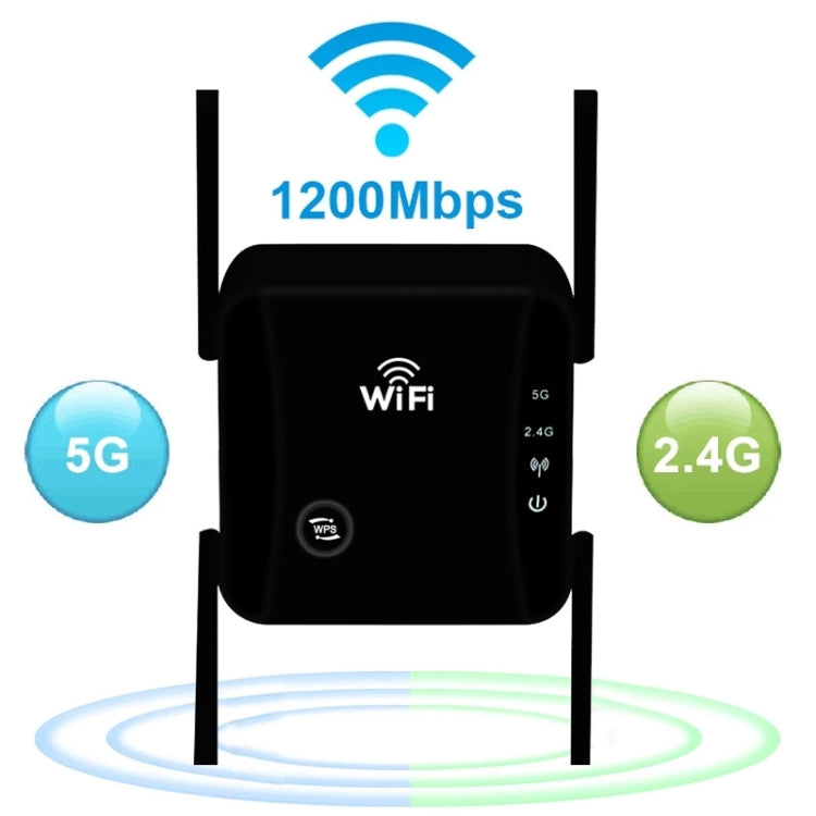 KP1200 1200Mbps Dual Band 5G WIFI Amplifier Wireless Signal Repeater, Specification:EU Plug