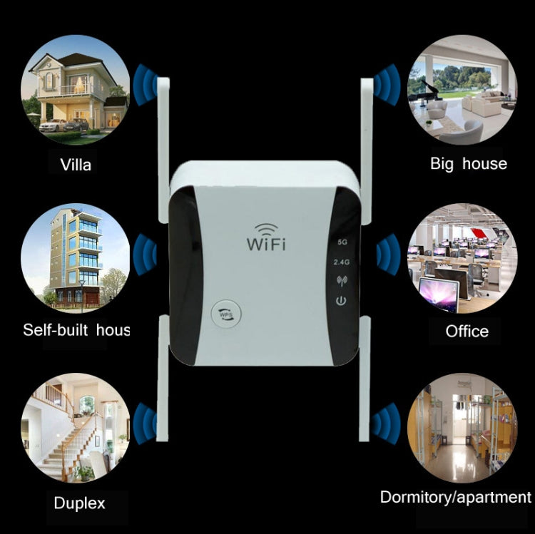 KP1200 1200Mbps Dual Band 5G WIFI Amplifier Wireless Signal Repeater, Specification:EU Plug