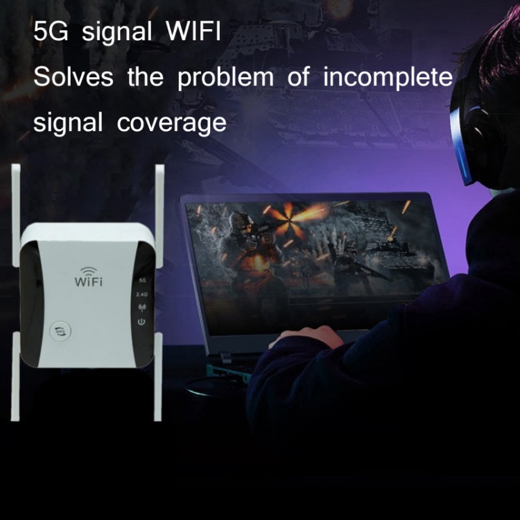 KP1200 1200Mbps Dual Band 5G WIFI Amplifier Wireless Signal Repeater, Specification:EU Plug