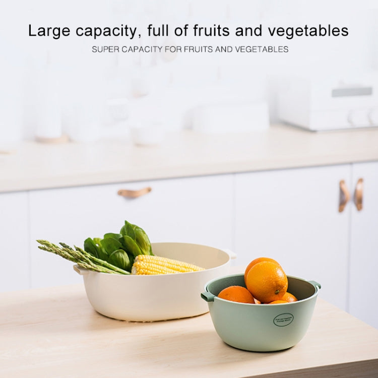 Kitchen Rice Pan Double-dish Vegetable Drain Basket Plastic Fruit Basket, Color:U Shape Light Green