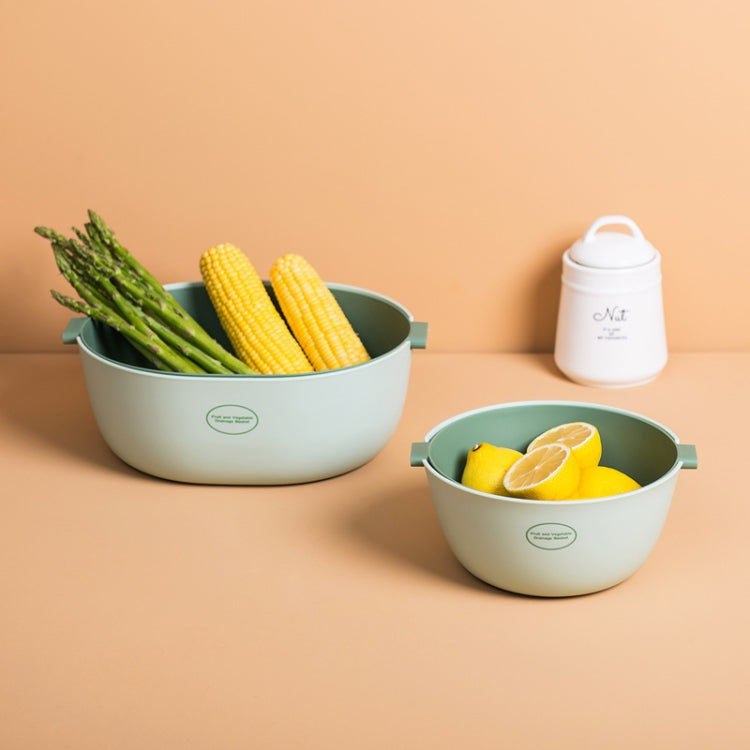 Kitchen Rice Pan Double-dish Vegetable Drain Basket Plastic Fruit Basket, Color:U Shape Light Green