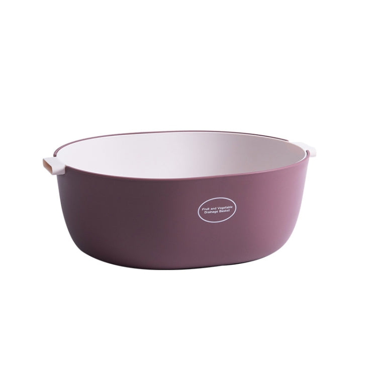 Kitchen Rice Pan Double-dish Vegetable Drain Basket Plastic Fruit Basket, Color:U Shape Dark Red
