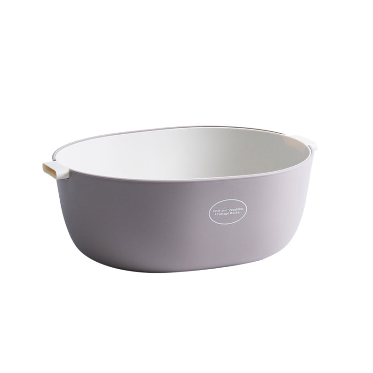 Kitchen Rice Pan Double-dish Vegetable Drain Basket Plastic Fruit Basket, Color:U Shape Light Gray