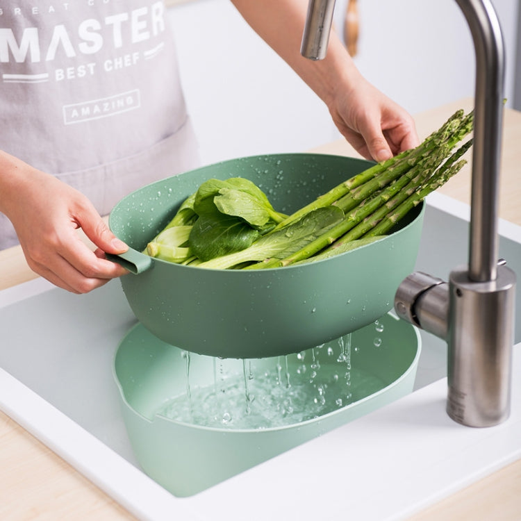 Kitchen Rice Pan Double-dish Vegetable Drain Basket Plastic Fruit Basket, Color:U Shape Light Gray