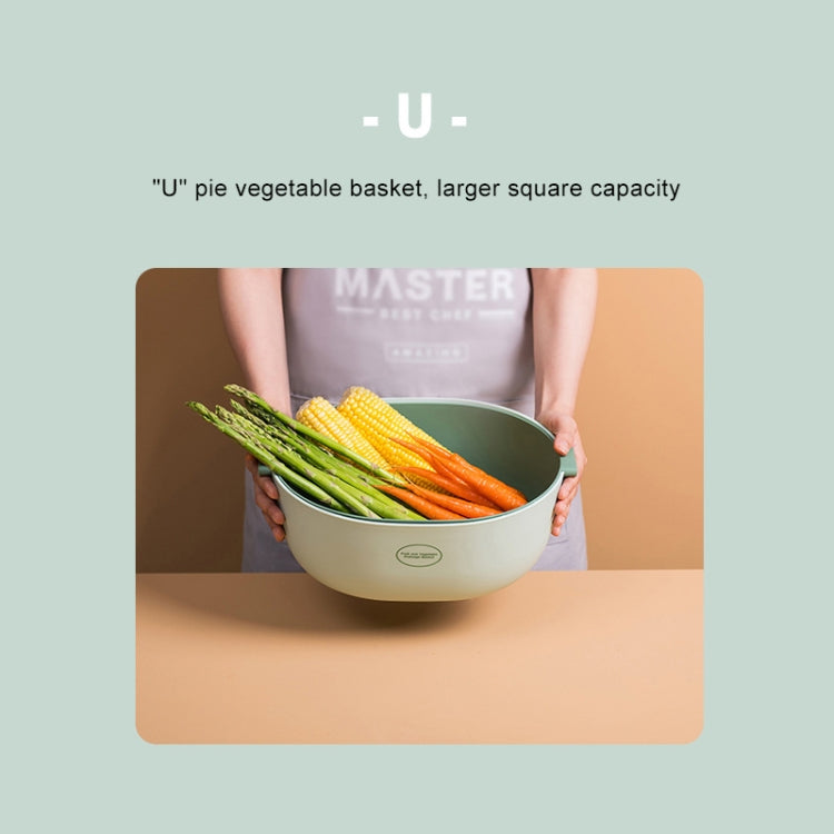 Kitchen Rice Pan Double-dish Vegetable Drain Basket Plastic Fruit Basket, Color:U Shape Light Gray
