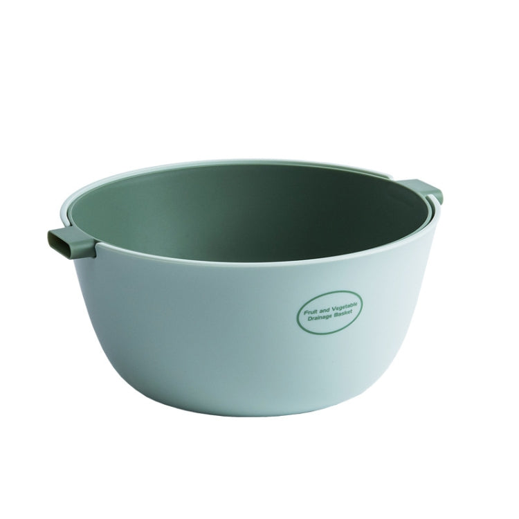 Kitchen Rice Pan Double-dish Vegetable Drain Basket Plastic Fruit Basket, Color:O Shape Light Green