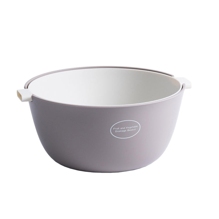 Kitchen Rice Pan Double-dish Vegetable Drain Basket Plastic Fruit Basket, Color:O Shape Light Gray