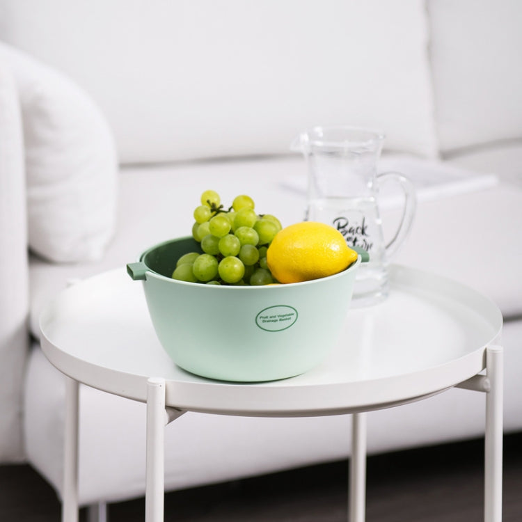 Kitchen Rice Pan Double-dish Vegetable Drain Basket Plastic Fruit Basket, Color:O Shape Light Gray