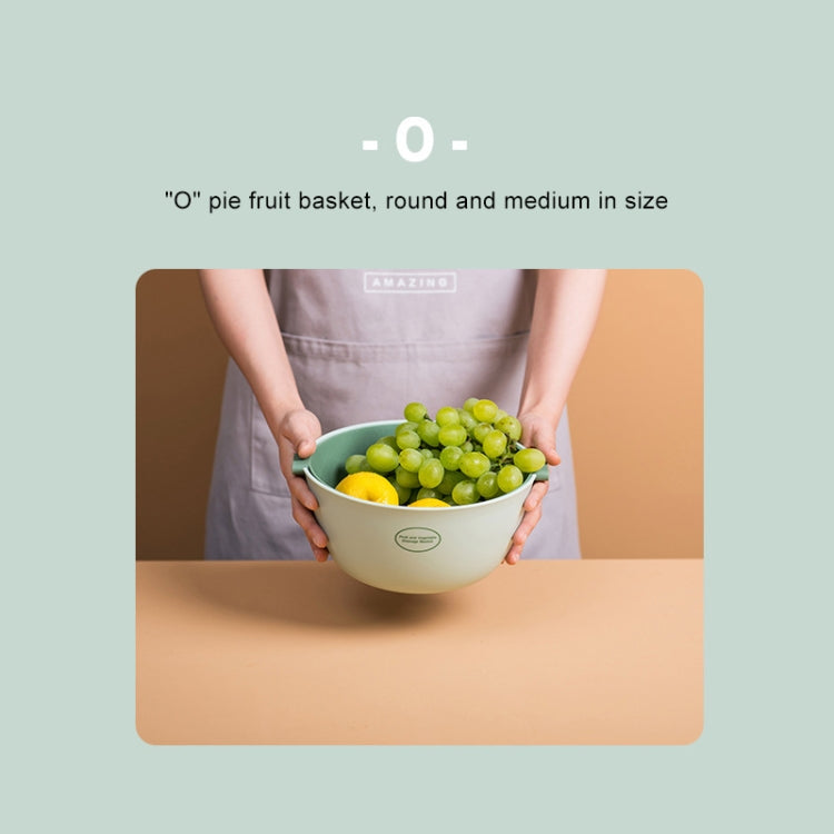 Kitchen Rice Pan Double-dish Vegetable Drain Basket Plastic Fruit Basket, Color:O Shape Light Gray
