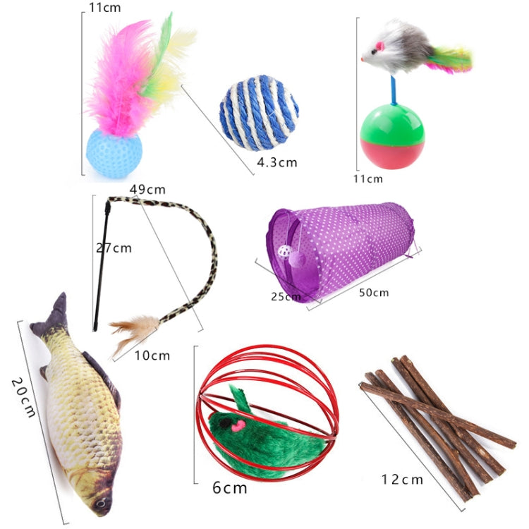 28 in 1 Pet Cat Toy Feather Mouse Funny Cat Channel Sisal Ball Molar Toys