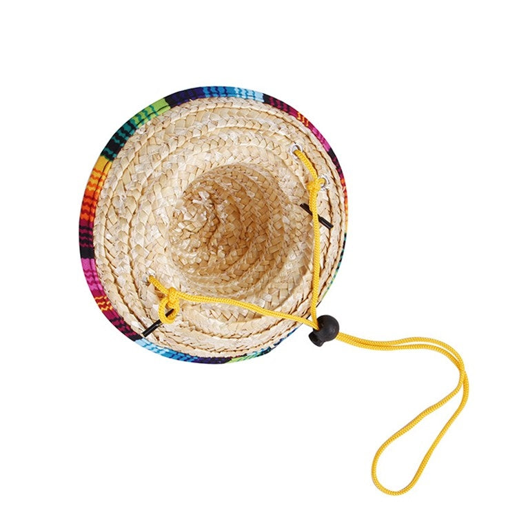 2 PCS Pet Woven Adjustable Straw Hat for Spring And Summer Shade, Size: M