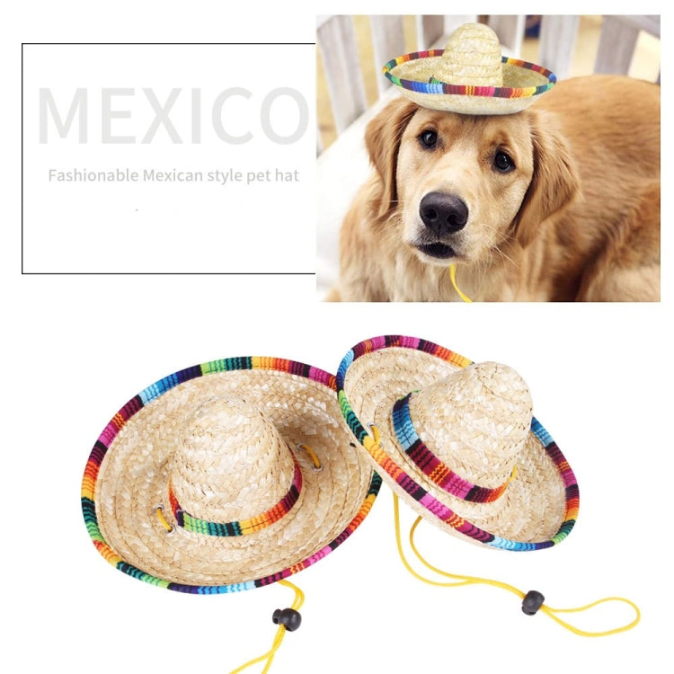 2 PCS Pet Woven Adjustable Straw Hat for Spring And Summer Shade, Size: M