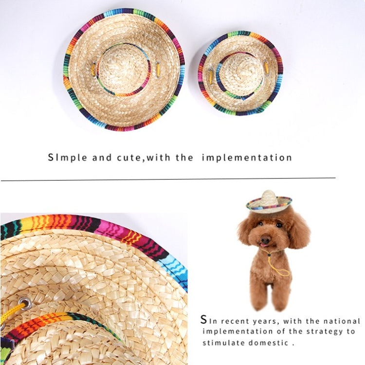 2 PCS Pet Woven Adjustable Straw Hat for Spring And Summer Shade, Size: M
