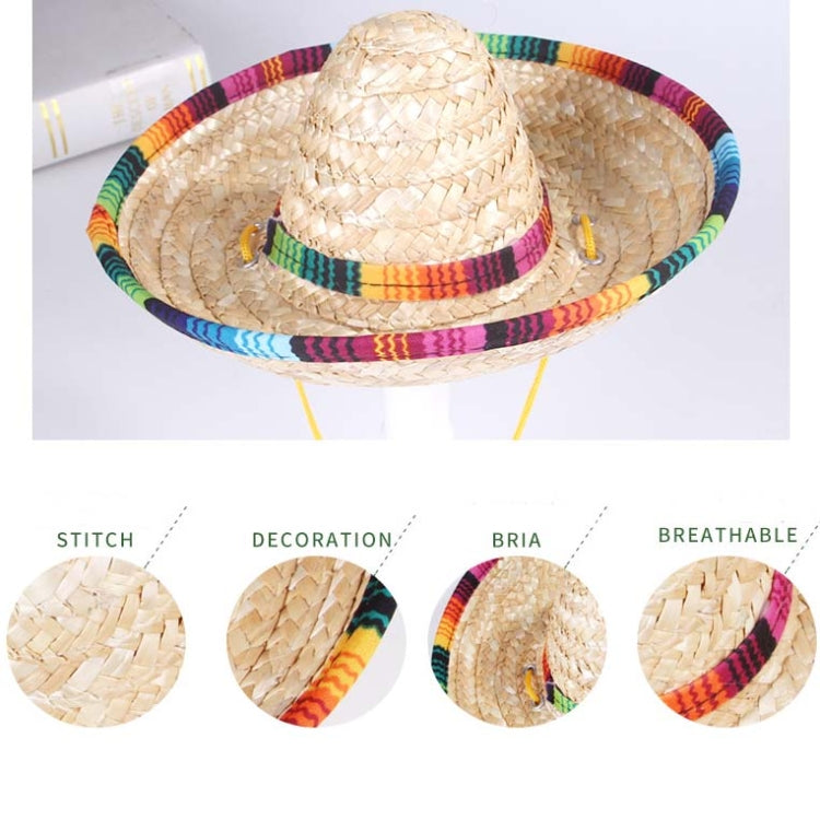 2 PCS Pet Woven Adjustable Straw Hat for Spring And Summer Shade, Size: M